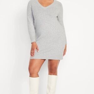 NWT OLD NAVY So Soft Sweater Dress Gray Plus Size V-Neck Size XXL BNIB
